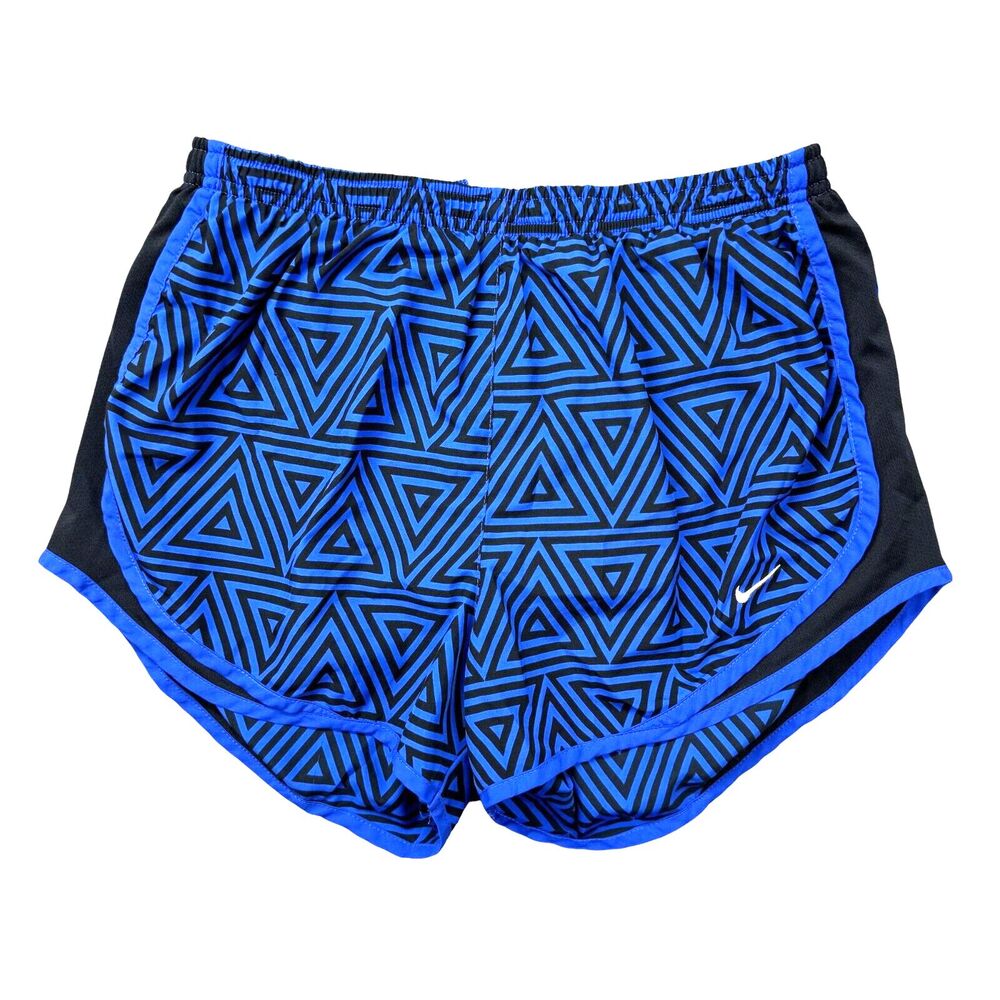 NIKE Dri-Fit Shorts Womens Medium Blue Running Geometric Lightweight Performance